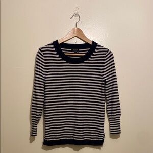J. Crew Blue and White Crew Neck Cashmere Sweater. Size XS